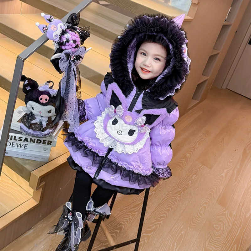 Sanrio Kawaii Kuromi Melody Children Lolita Down Jacket White Duck Down Winter Anime Princess Fashion Jacket Thicken Warm Cartoon Coat H251216