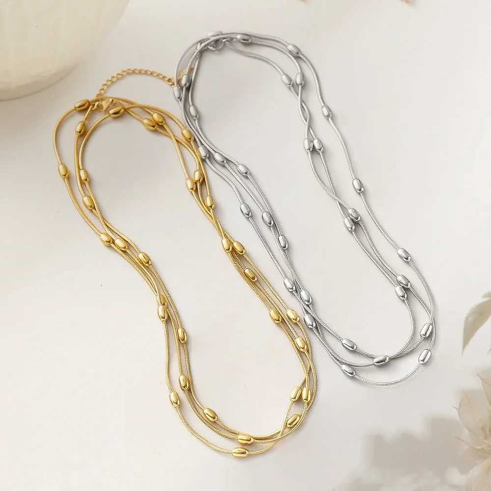 Hot Sale Womens Stainless Steel Gold Plated Layered Necklace Fashion Jewelry For Gift M251216