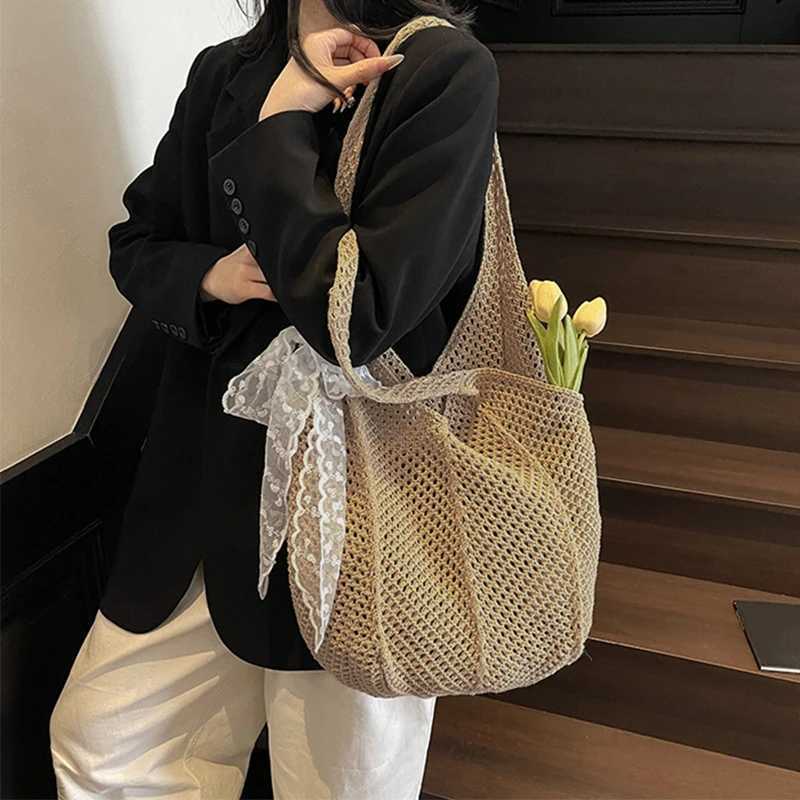 Casual Commuting Tote Bag Large Capacity Hand Woven Women Shoulder Bag Summer Lazy Style Vacation Beach Bag M251216