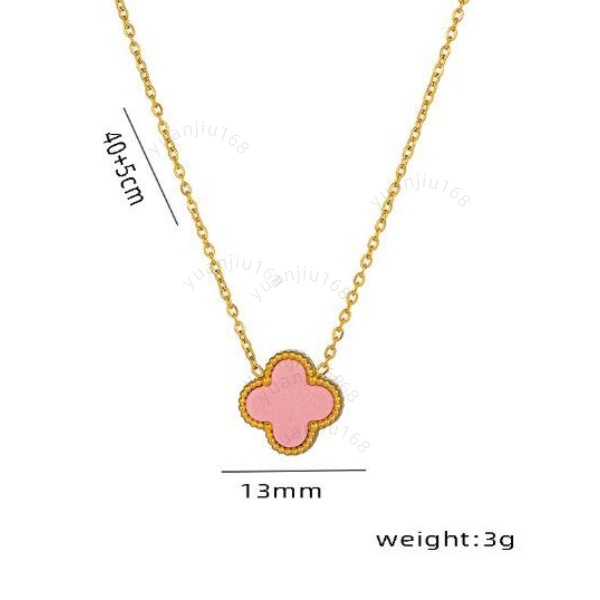 Lucky Necklace for Girls, double-sided 13MM four-leaf clover necklace, titanium steel 18K gold simple pendant collarbone chain