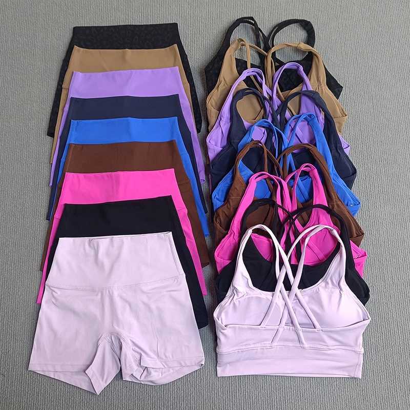 Womens Solid Color Soft Gym Yoga Set 2PC Cross Sport Bra And Cycling Short Legging Tracksuit for Comprehensive Training JogXJ251216