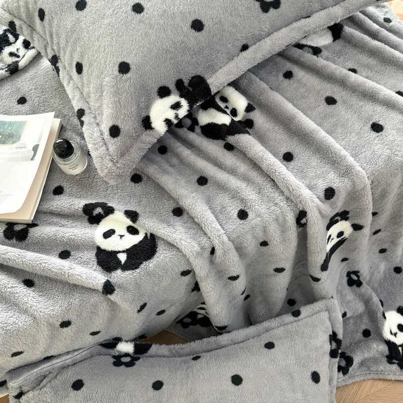 Panda Printed Fluffy Blanket for Beds Single/Queen/King Plush Fleece Plaids for Sofa Soft Warm Thow Blanket for Winter H251216 - view 6