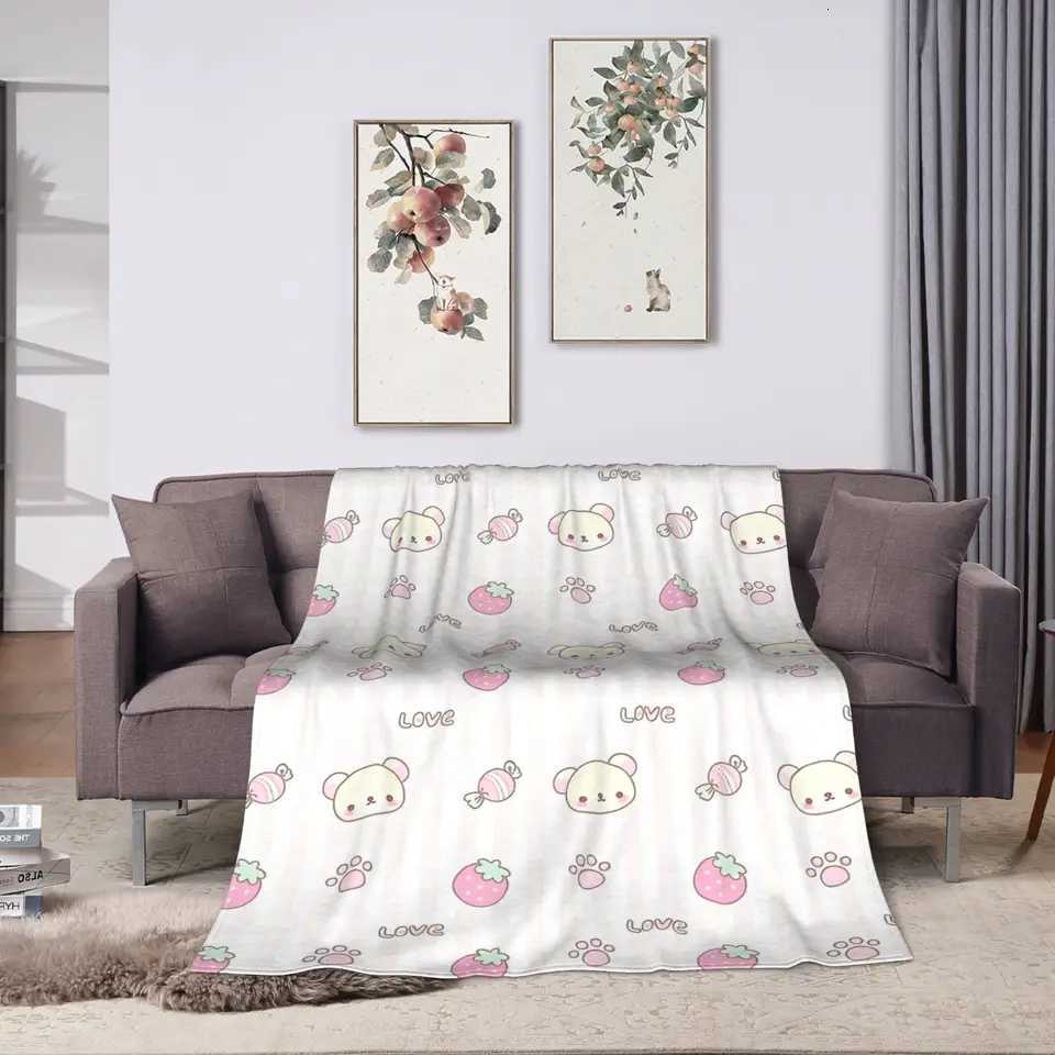 Rilakkuma Candy Strawberry Korilakkuma Blanket Plush Funny Warm Throw Blankets for Bedding Lounge Winter H251216 - view 3