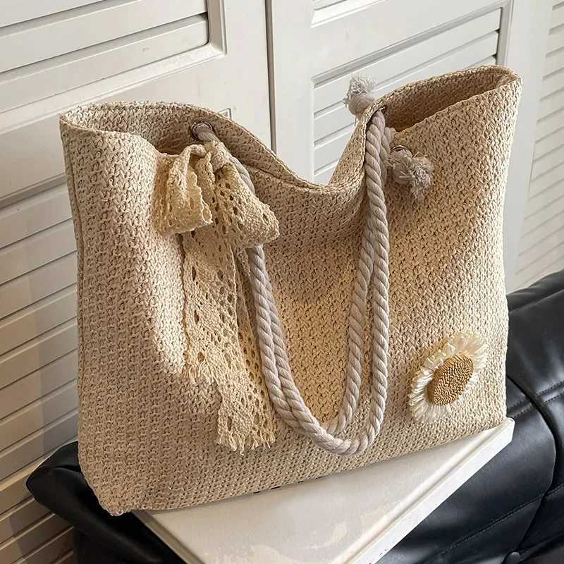 Elegant Ladies Straw Woven Handbag Women Holiday Beach Commute Casual Tote Top-Handle Bags Fashion Shoulder Bags M251216
