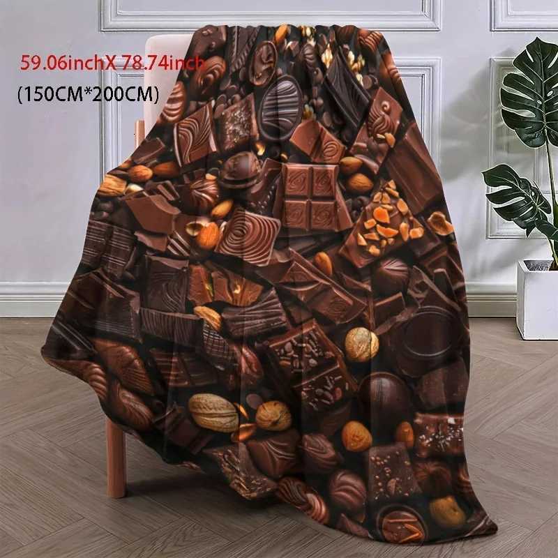 Cozy Chocolate Treats Print Flannel Throw Blanket - Soft Warm Versatile for Naps Office Bed Camping All-Season Gift Idea H251216 - view 3