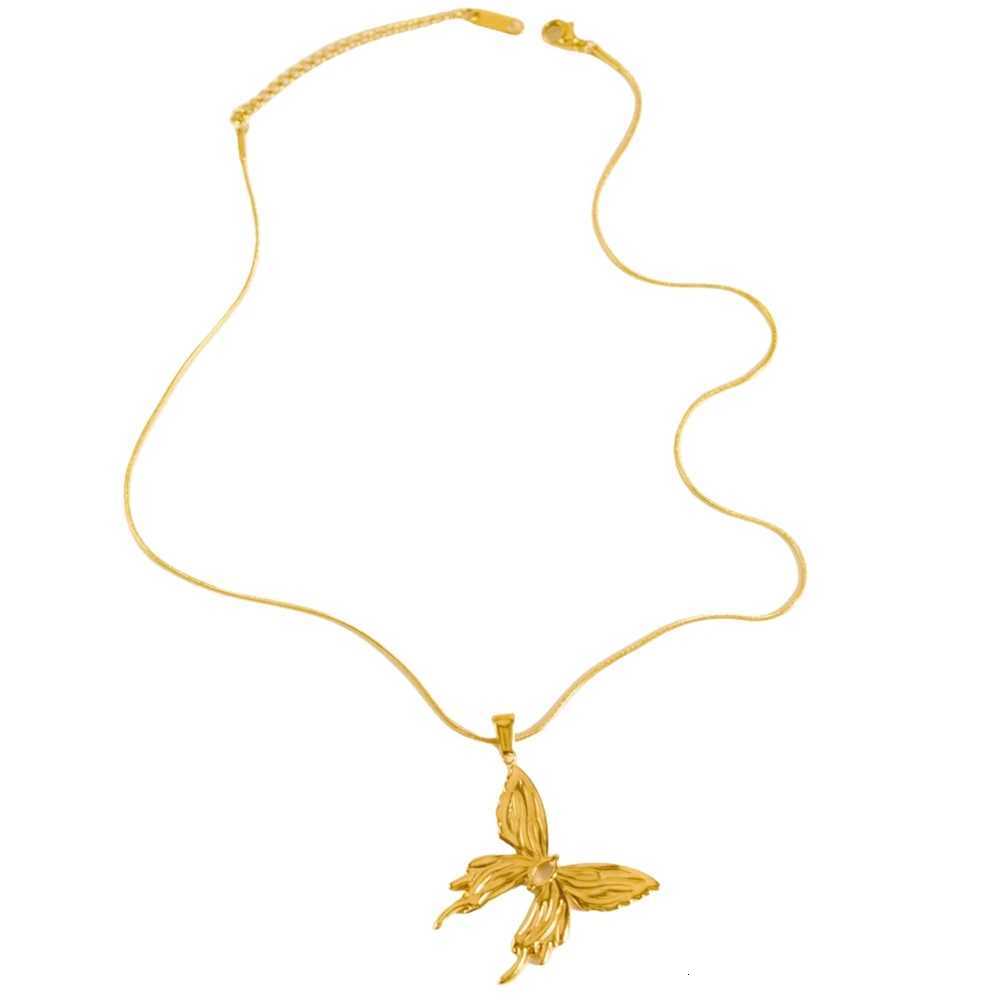 Butterfly Stainless Steel Necklace with Tassel Design Pendant Snake Chain Jewelry Set with Gift M251216