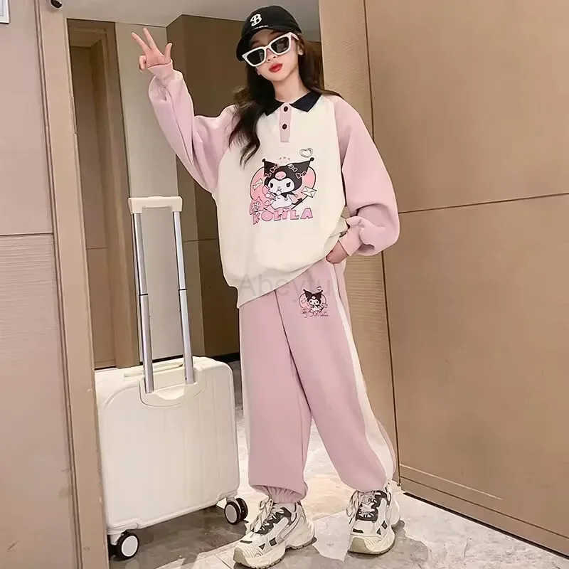 Sanrio hello kitty girls kuromi hoodie pants suit spring autumn new sportswear Sweater childrens long sleeve jacket H251216
