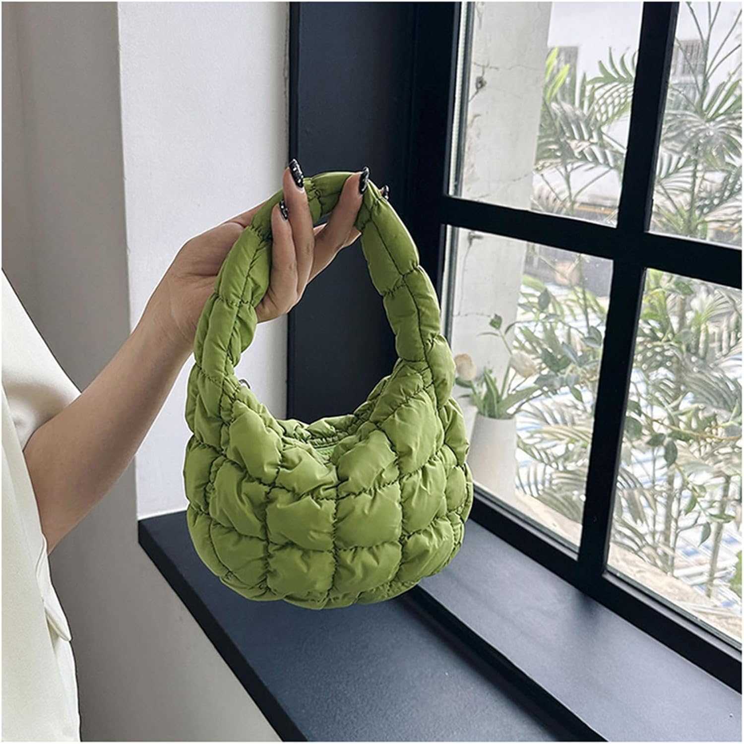Puffer Bag Women Mini Quilted Cute Bubble Handbag Crescent Wrist Satchel Y2k Purse M251216
