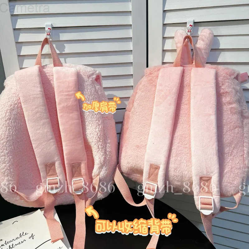 Sanrio Cartoon Backpack For Girl Women My Melody Sweet Piano Lovely Schoolbag Japanese Style Casual Large Capacity Plush Bag H251216