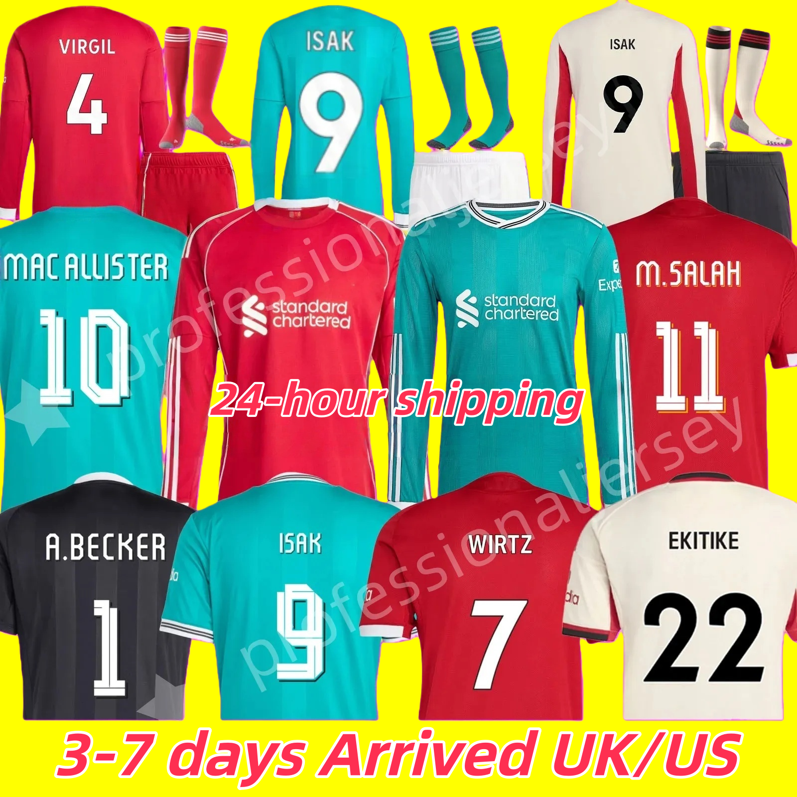 25 26 soccer jersey ISAK WIRTZ MAC ALLISTER SZOBOSZLAI SALAH lIVeRpOOL jersey 4xl home away 3rd goalkeeper adult kids kit long sleeves lFc training football shirt Top