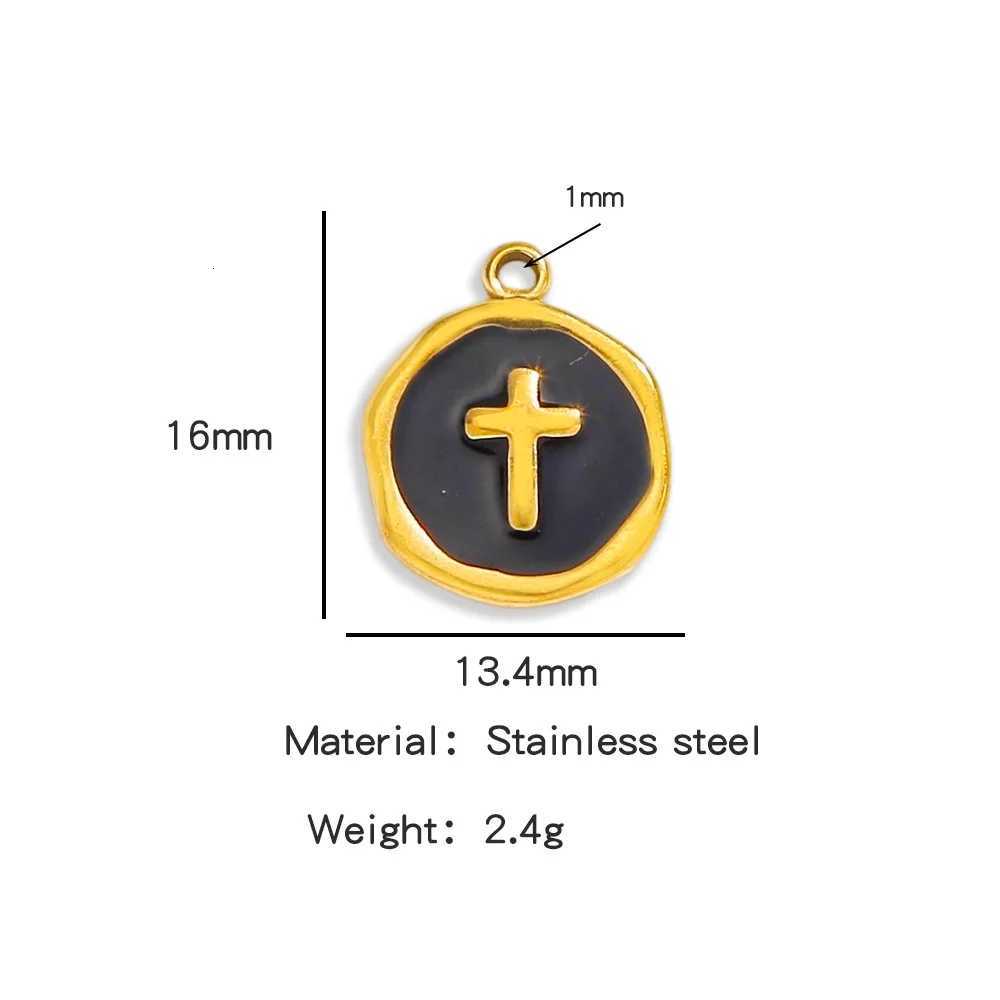 Multi Color 18K Gold Plated Necklace Stainless Steel Enamel Cross Pendant Charm Necklace for Women Men M251216