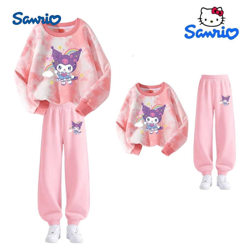 Sanrio Baby Girl Clothes Set Autumn Kid Cute Kunomi Printed Sweatshirts Pullover Tie Dye TopPants 2pcs Suit Children Tracksuits H251216
