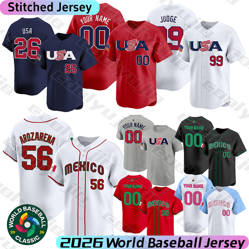 Aaron Judge Team USA 2026 World Baseball Classic Jersey Alonso Crow-Armstrong Skenes Bregman WBC Raleigh J.T. Realmuto Walker Sandoval Arozarena Witt Jr. mexico jersey