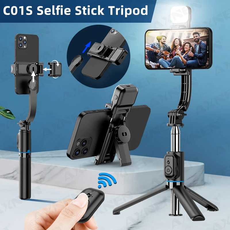 C01s Selfie Stick Tripod with Fill Light Detachable Phone Bracket Monopod Wireless bluetooth Remote for iPhone Android G251216