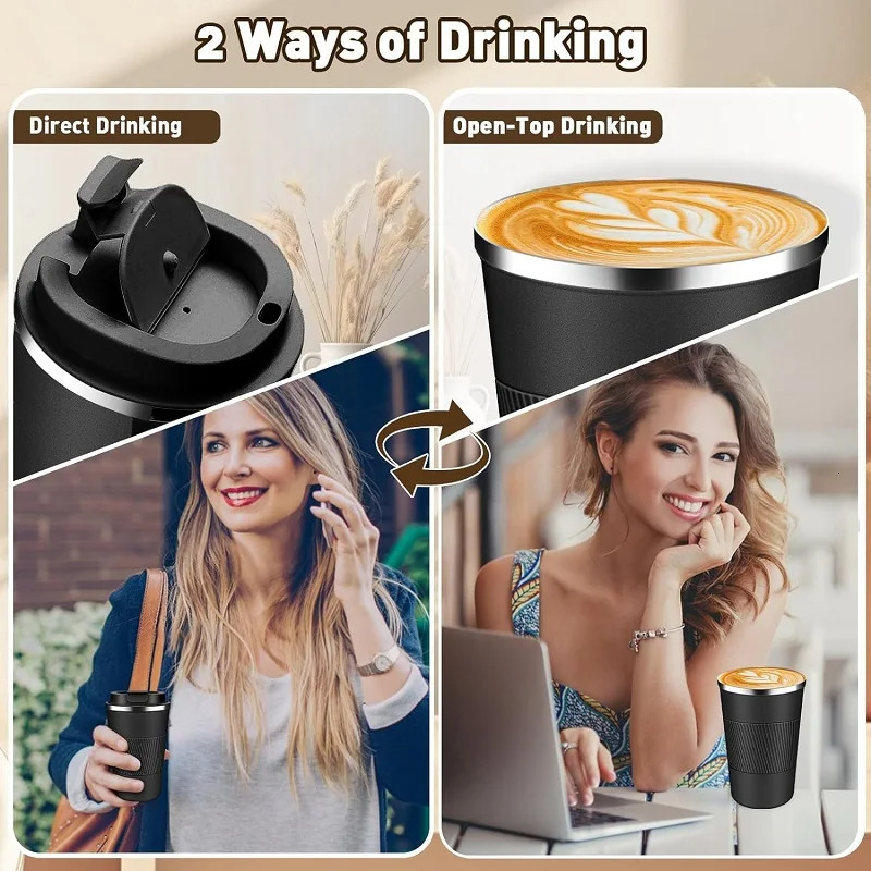 Stainless Steel Coffee Cup Thermal Mug Travel Leak Proof Reusable Cold Drinks Insulated 251107 W260226
