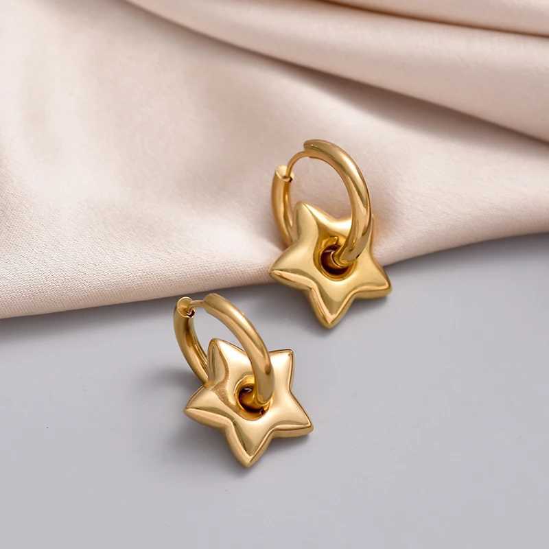 Classic Stainless Steel Heart Star Hoop Earrings For Women Punk Hip Hop Gold Silver Color Y2K Jewelry Female Earrings oorbellen G251216