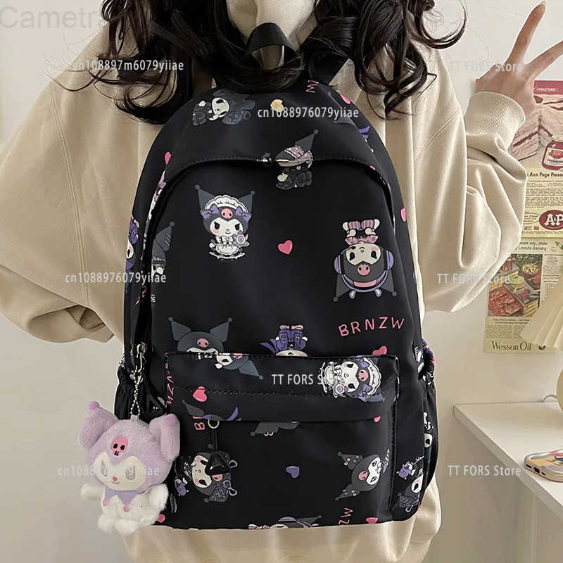 Sanrio Kids Large Capacity Backpack Cartoon Kuromi Cinnamon Dog Hello Kitty Student Schoolbag Childrens Christmas Birthday Gift H251216