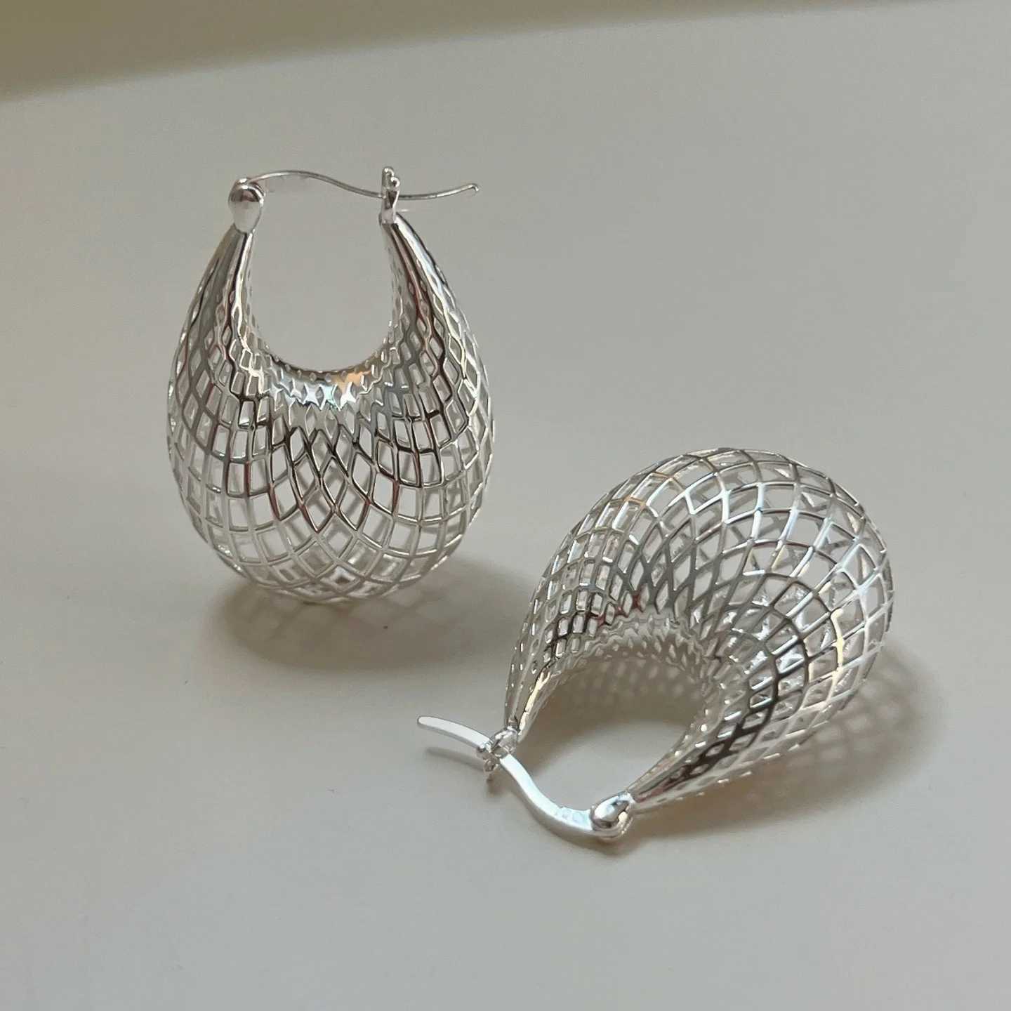 925 Sterling Silver Vintage Earrings For Women Trendy Simple Big Web Earring Jewelry Prevent Allergy Party Accessories G251216