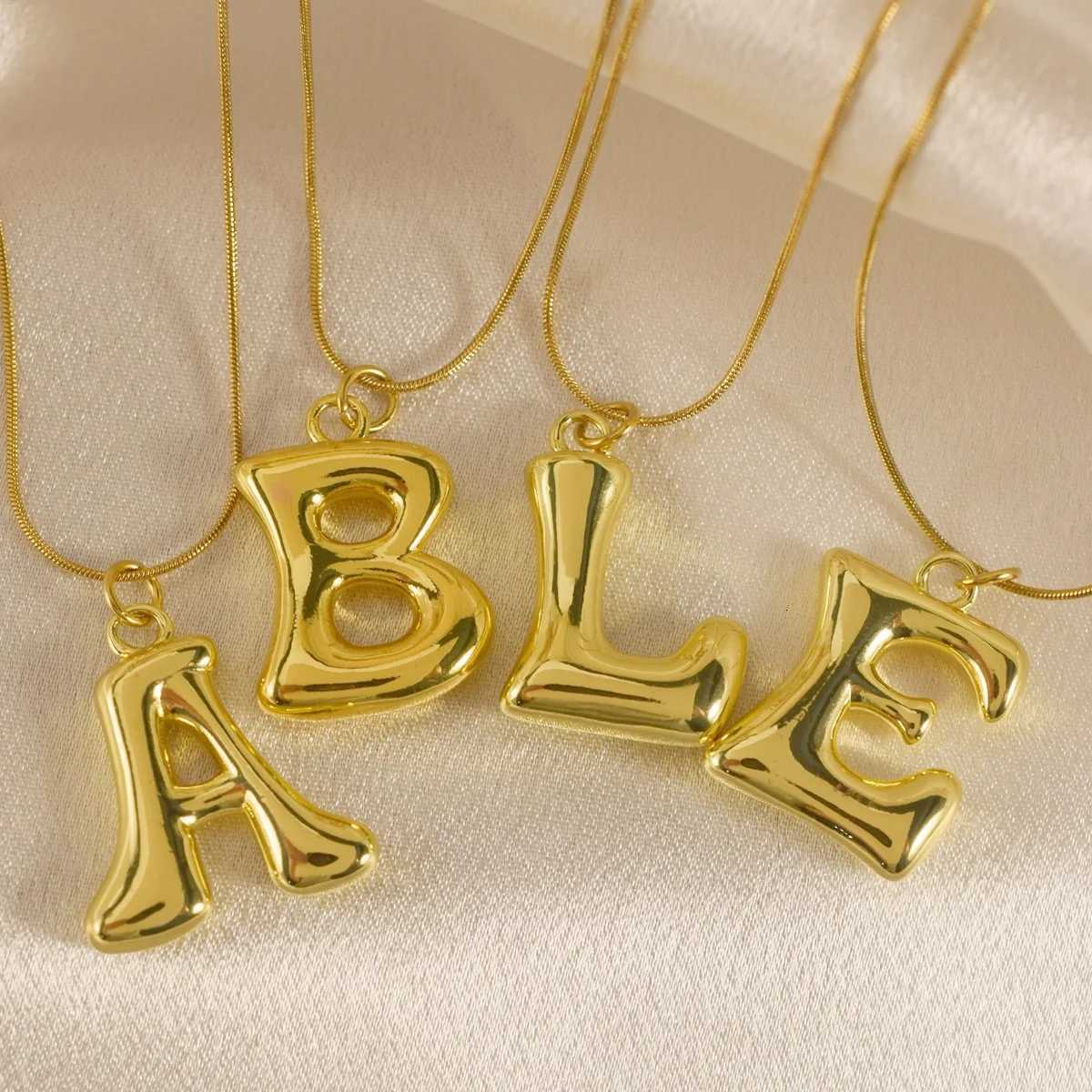 18K Plating Jewelry A-Z English Bubble Letter Glaze Pendant Necklace M251216