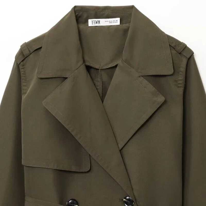 Womens Casual Trench Coat Lapel Collar Winter Warm Thick Fashion Chic Streetwear Full Sleeves Outerwear with BeltT251216