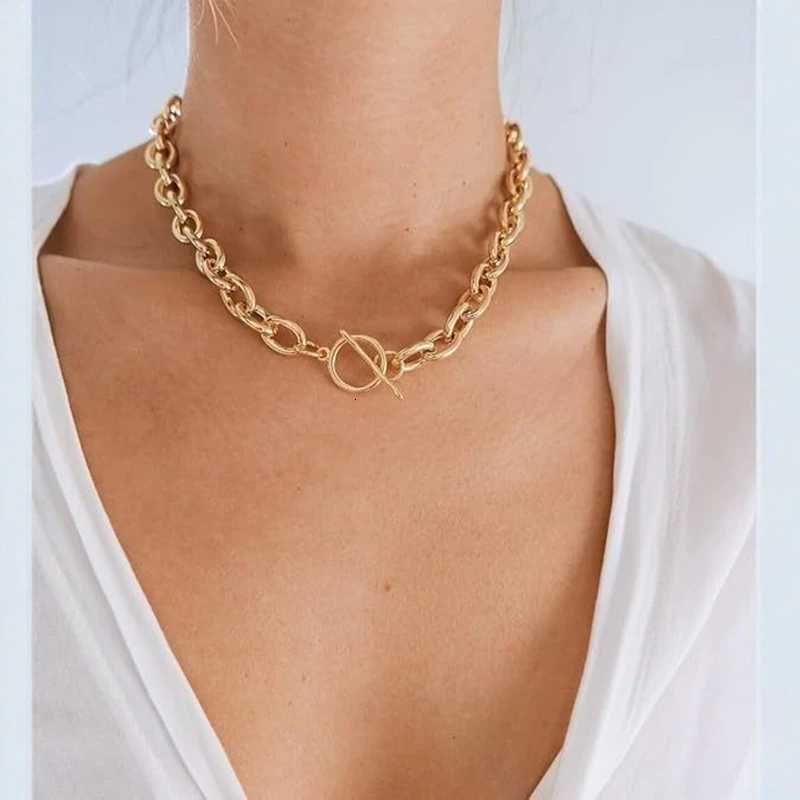 Unisex Stainless Steel Thick Chain OT buckle Fashion Necklace Punk Style Jewelry Necklace M251216