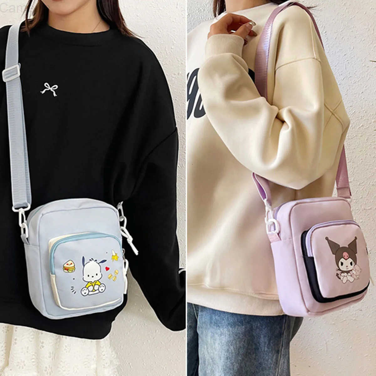 Sanrio Cute Shoulder Bags Hello Kitty Large Capacity Daily Crossbody Bag Cartoon Anime Figures Handbag Phone Bag H251216