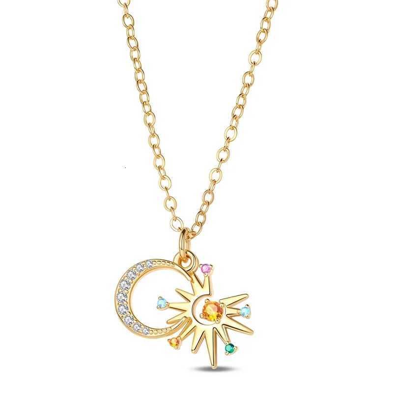 Golden Necklace 925 Sterling Silver Sun Moon Classic Simple Adjustable Necklace for Women Girl Fashion Jewelry Gifts M251216