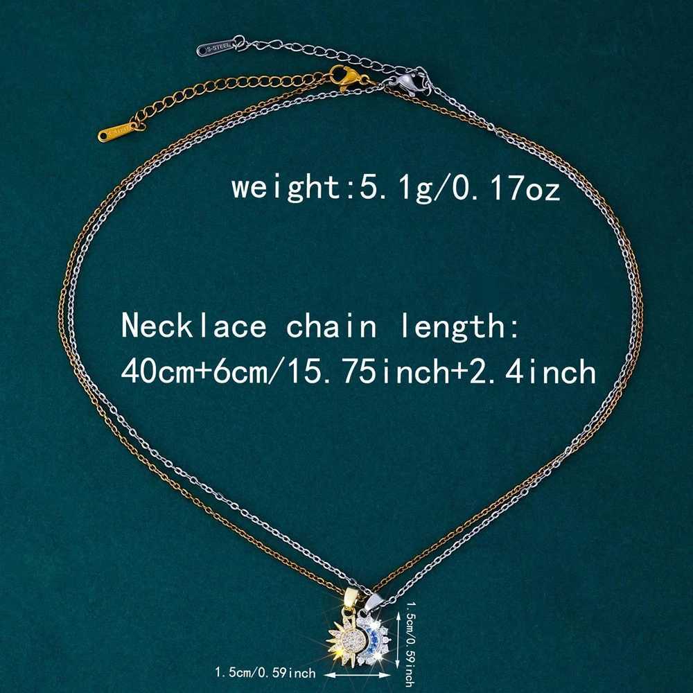 Personalized Retro Detachable Magnetic Design Stacked Wear Womens Diamond Sun Moon Necklace Set Couple Gift M251216