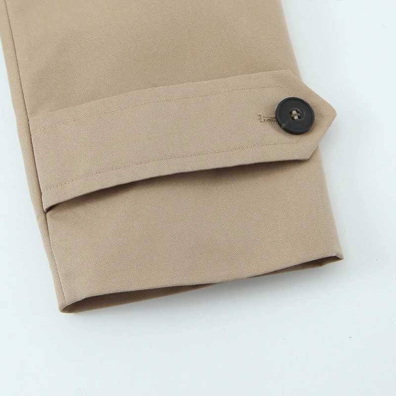 Willshela Women Fashion Khaki Double Breasted Short Trench Jacket Vintage Notched Neck Long Sleeve Female Chic Lady Coat OutfitsT251216