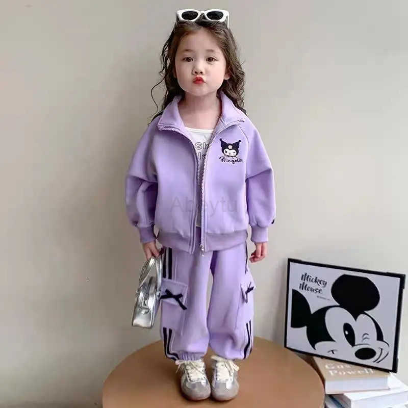 Sanrio Kawaii Children Cute Cartoon Sportswear Comfortable Kuromi Trousers Jacket Student Suit Christmas Birthday Gift for Girls H251216