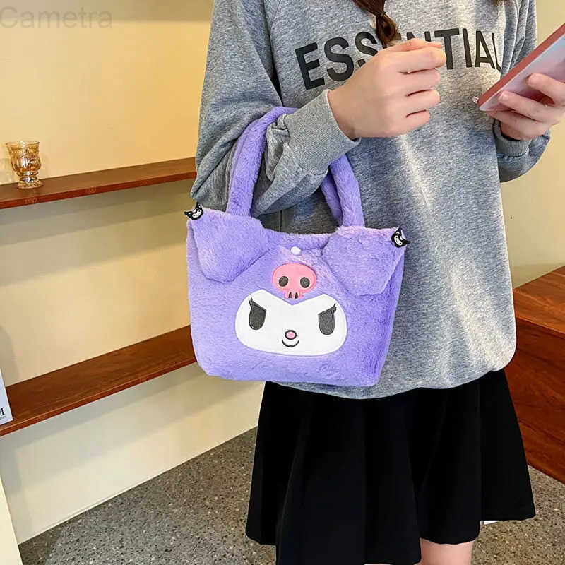 Sanrio series new Kuromi My melody Cinnamoroll creative cute autumn and winter simple Kawaii cartoon plush handbag holiday gift H251216