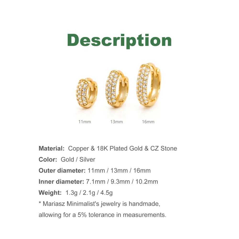 1/3Pairs Piercing Statement Triple Paved Hoop Earrings CZ Stone Gold Color Copper Huggies Cartilage Earrings For Women Jewelry G251216