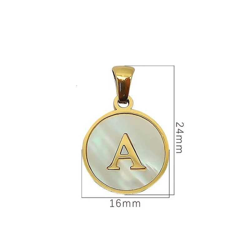 Round Letter Initial Necklace 18K Gold Plated Stainless Steel Necklace Shell Letter Pendant Necklace for Women M251216