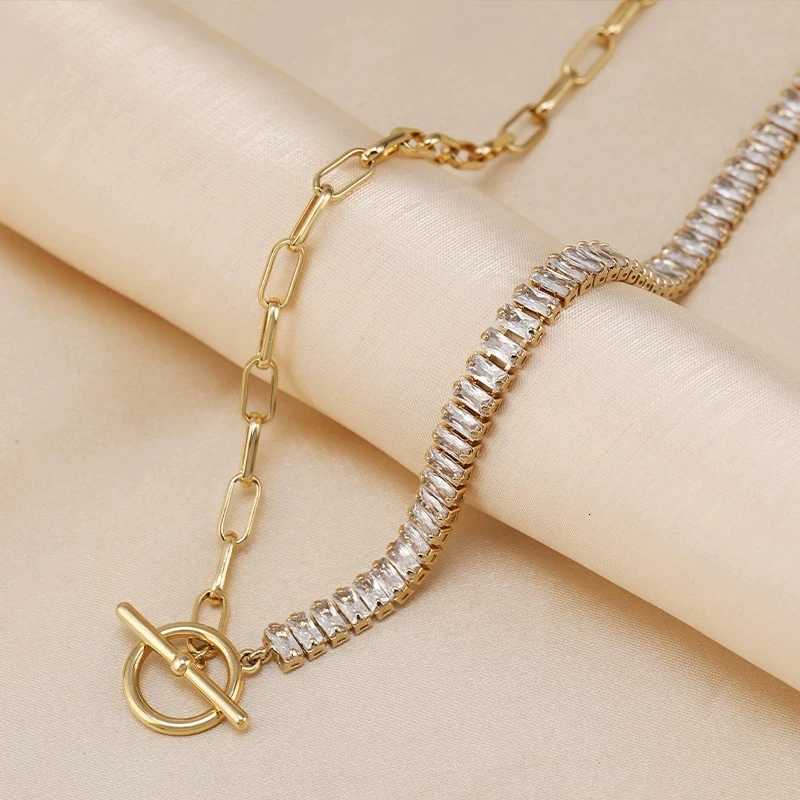 Stainless Steel Pendant Zircon Necklace Women Simple Clavicle Chain OT Buckle Neck Chain M251216