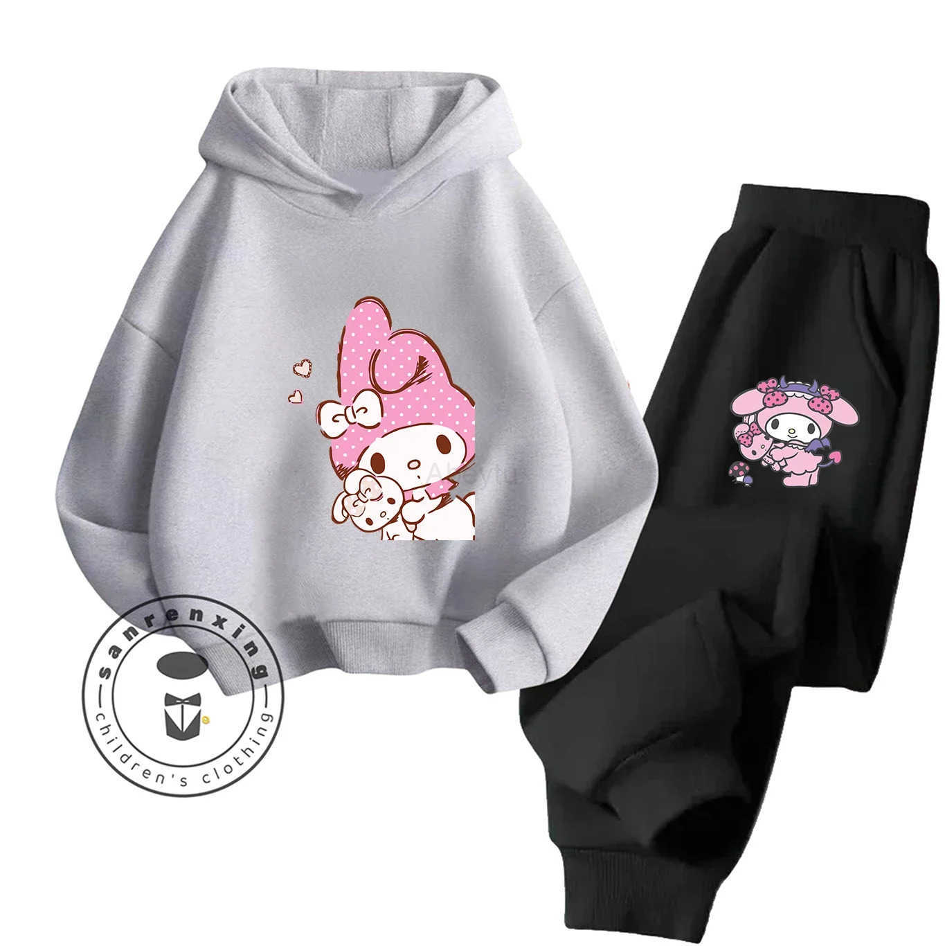 Sanrio 2D Hot Sale My Melody Cartoon Printed Hoodie Set 2025 Fashion For Kids Teens Boys Girls Casual With Matching Dress Autumn H251216