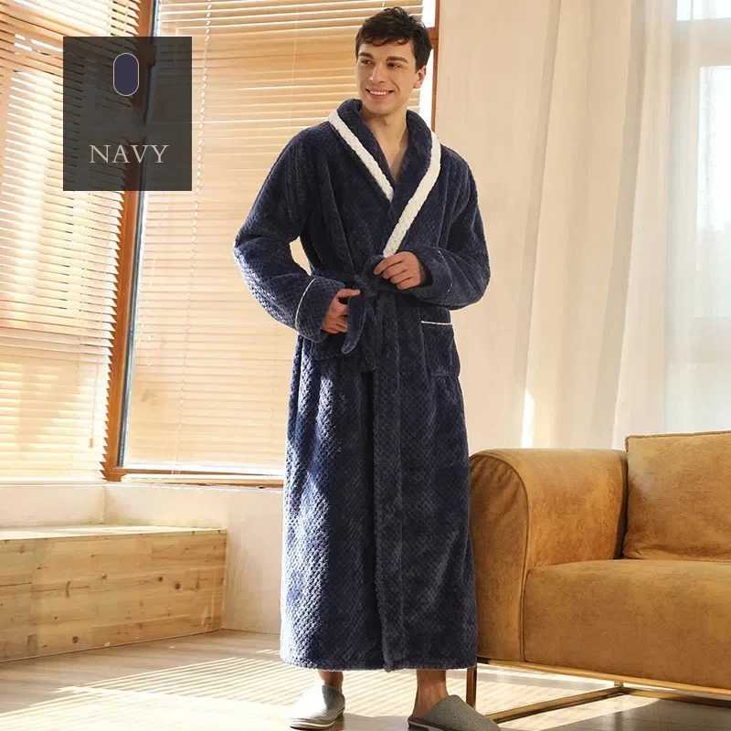 Winter Couple Flannel Robe Sets Lovers Solid Thicken Bathrobe Gown Nightwear with Pockets Intimate Lingerie Cozy Home Clothing C251216