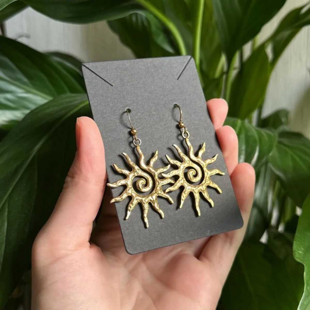 Stainless Steel Swirl Sun Spiral Earrings Large Celestial Earrings Solar Boho Unique Earrings for Women G251216