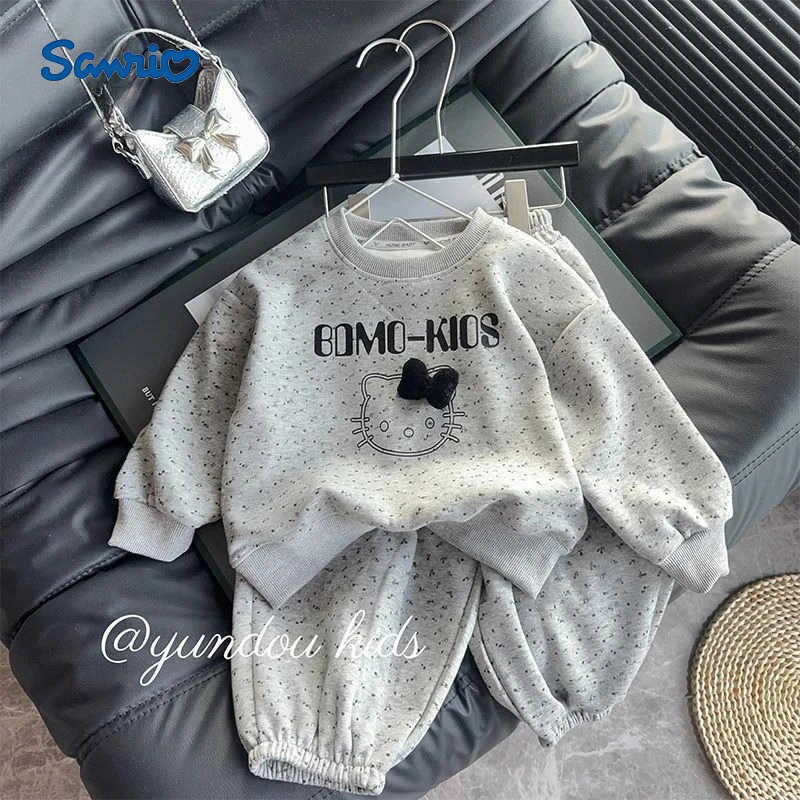 Sanrio Baby Girls Clothes Set Autumn Kid Fashion Cartoon Sweatshirts Pullover Top Pants 2pcs Suit Children Girls Tracksuits Outfits H251216