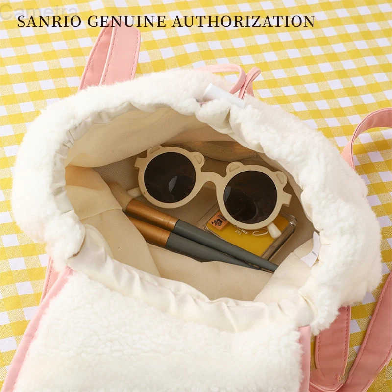 Sanrio Anime Hello Kitty Cinnamoroll My Melody Kuromi Large Capacity Plush Backpack Kawaii Portable Drawstring School Bag Gift H251216