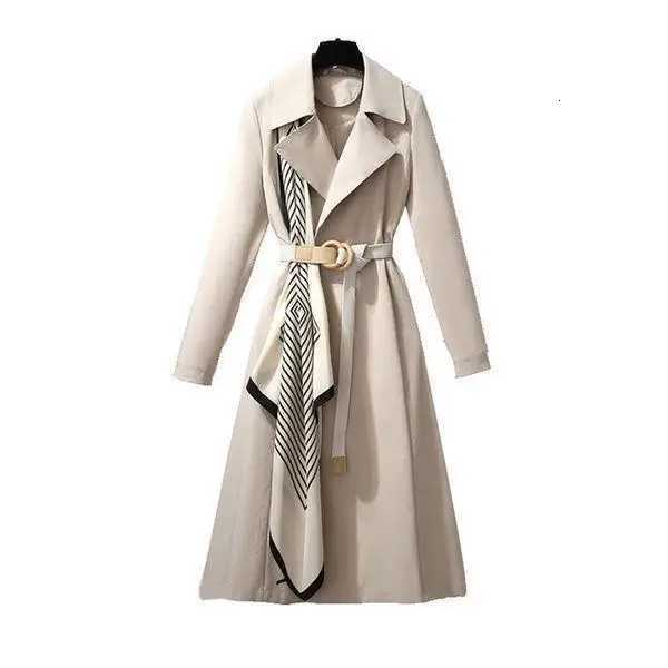 2024 Spring And Autumn New Womens Korean Style Mid-Length Fashion Temperament Casual Windbreaker Long Sleeve Coat JacketT251216