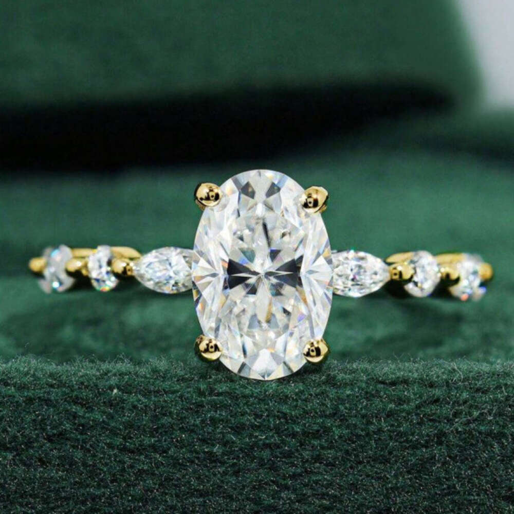 Wholesale 10K 14K 18K Vvs Moissanite Engagement Rings Women 925 Silver Diamond Emerald Radiant Oval Cut Gold Ring Jewelry