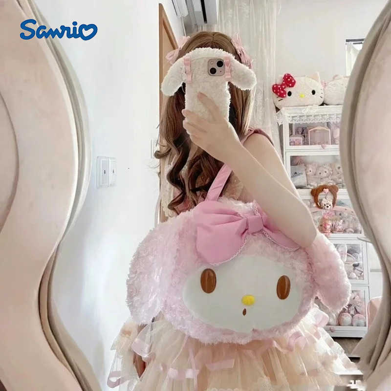Sanrio 2025 New Melody Bag Tote Bag Cute Student Backpack Girl Pink Cute Cartoon Shoulder Bag Lolita Skirt Accessories H251216