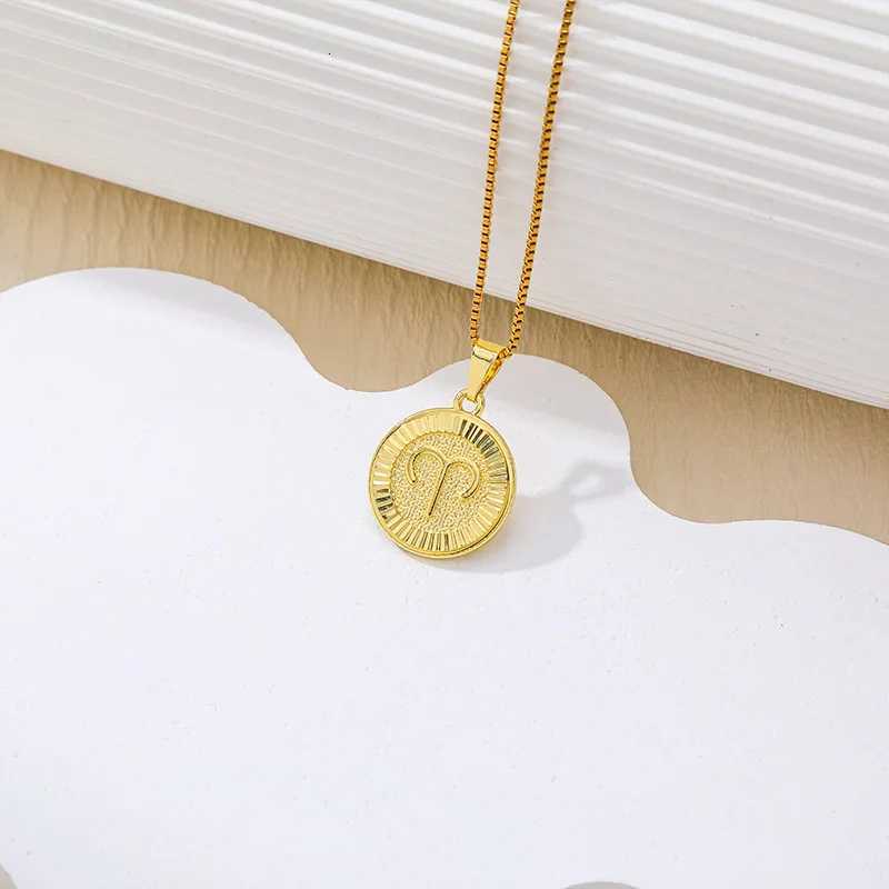 Constellation Necklace 18K Gold Plated Zodiac Necklace Horoscope Medal Pendant Necklace for Women M251216
