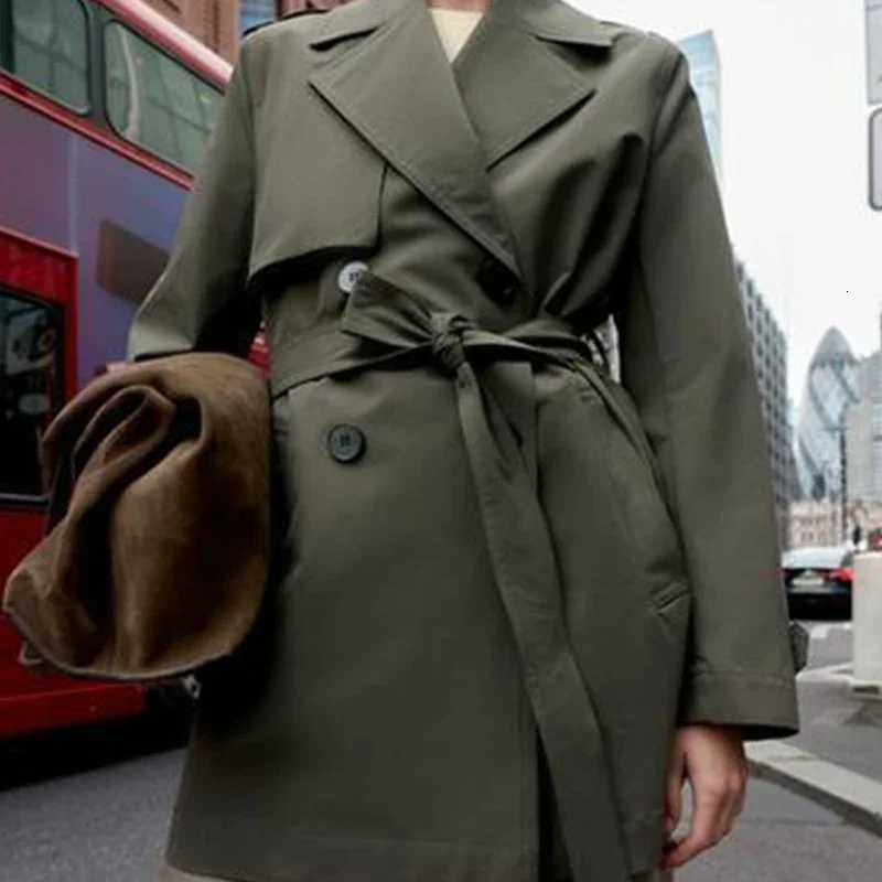 Womens Casual Trench Coat Lapel Collar Winter Warm Thick Fashion Chic Streetwear Full Sleeves Outerwear with BeltT251216