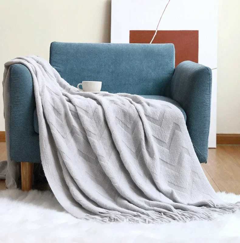 Throw Blanket for Couch Cream White Versatile Knit Woven Chenille Blanket for Chair Super Soft Warm Decorative Blanket H251216 - view 3