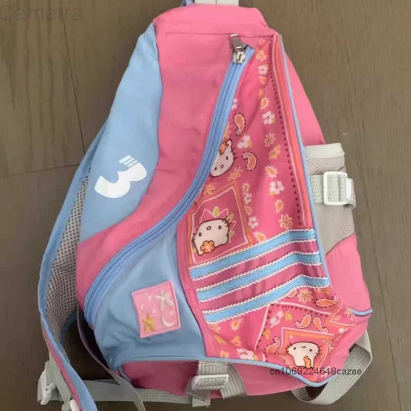 Sanrio Hello Kitty Y2K Vintage Single Shoulder Backpack Fashion Casual Versatile Slant Backpack Sports Style Cute Sweet Girl Bag H251216