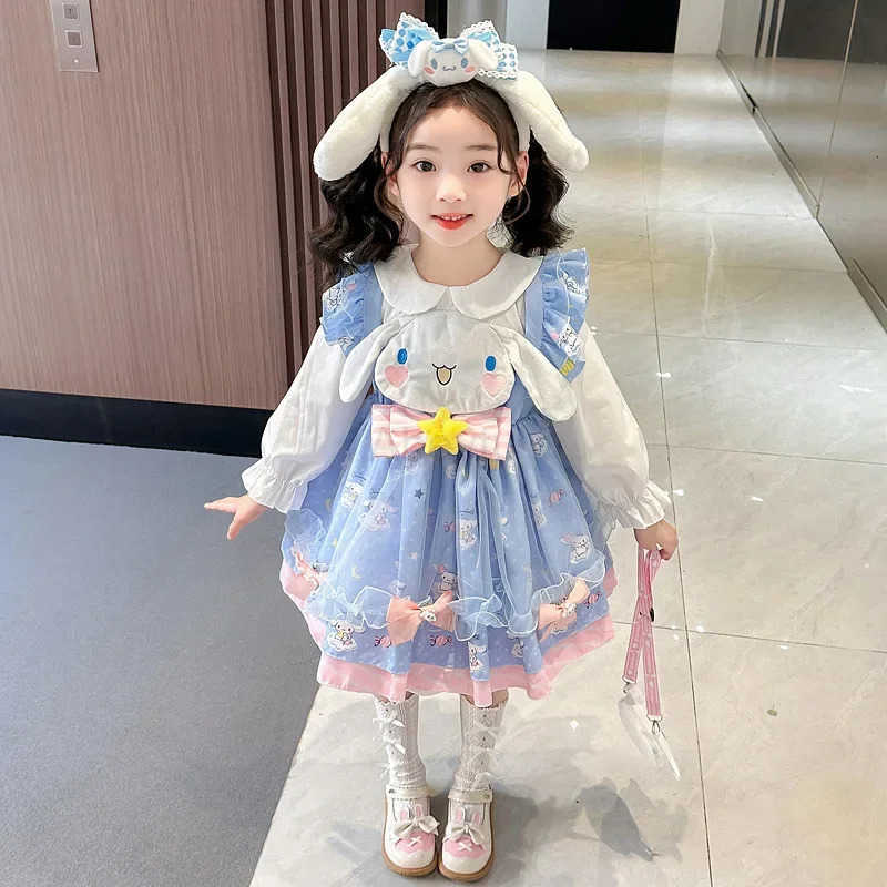 Sanrio Anime Cinnamoroll My Melody Girls Cosplay Dress Cartoon Academy Style Pleated Skirt Princess Clothes Girl Birthday Gift H251216