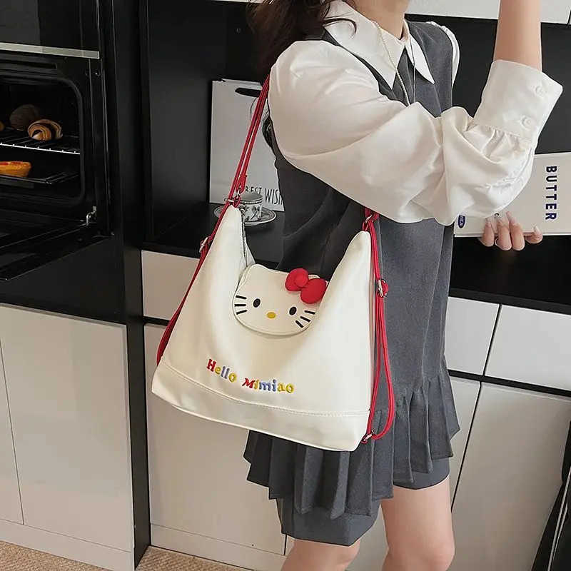 Sanrio Kitty Cute Shoulder Bag Hello Kitty Shoulder Bag Large Capacity Fashion Sweet Style Student Girl Shop Tote Bag Shoulder Bag New H251216