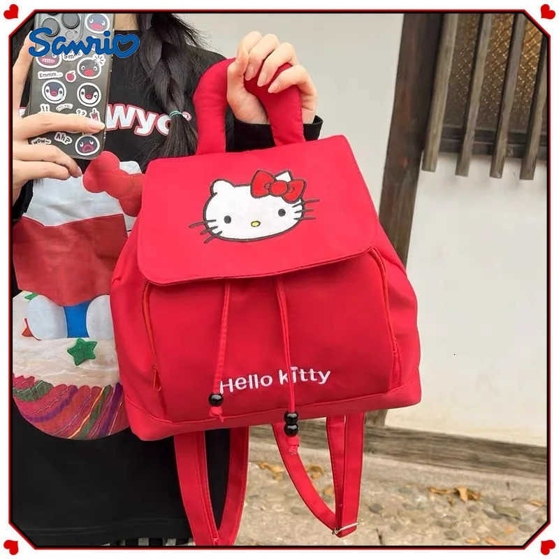 Sanrio Cute Kitty Cat Japanese Cartoon Style Outdoor Casual Womens Backpack Student Bookbag Creative Campus Sensation Dual-Strap Bag H2512161