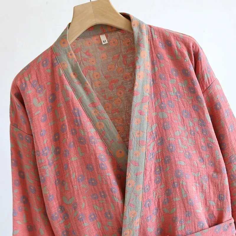 Multi Colors Kimono Bathrobe Womens Pajamas Clothing for Spring and Summer Cotton Loose Home Sleepwear Kimono Robes with Belt C251216